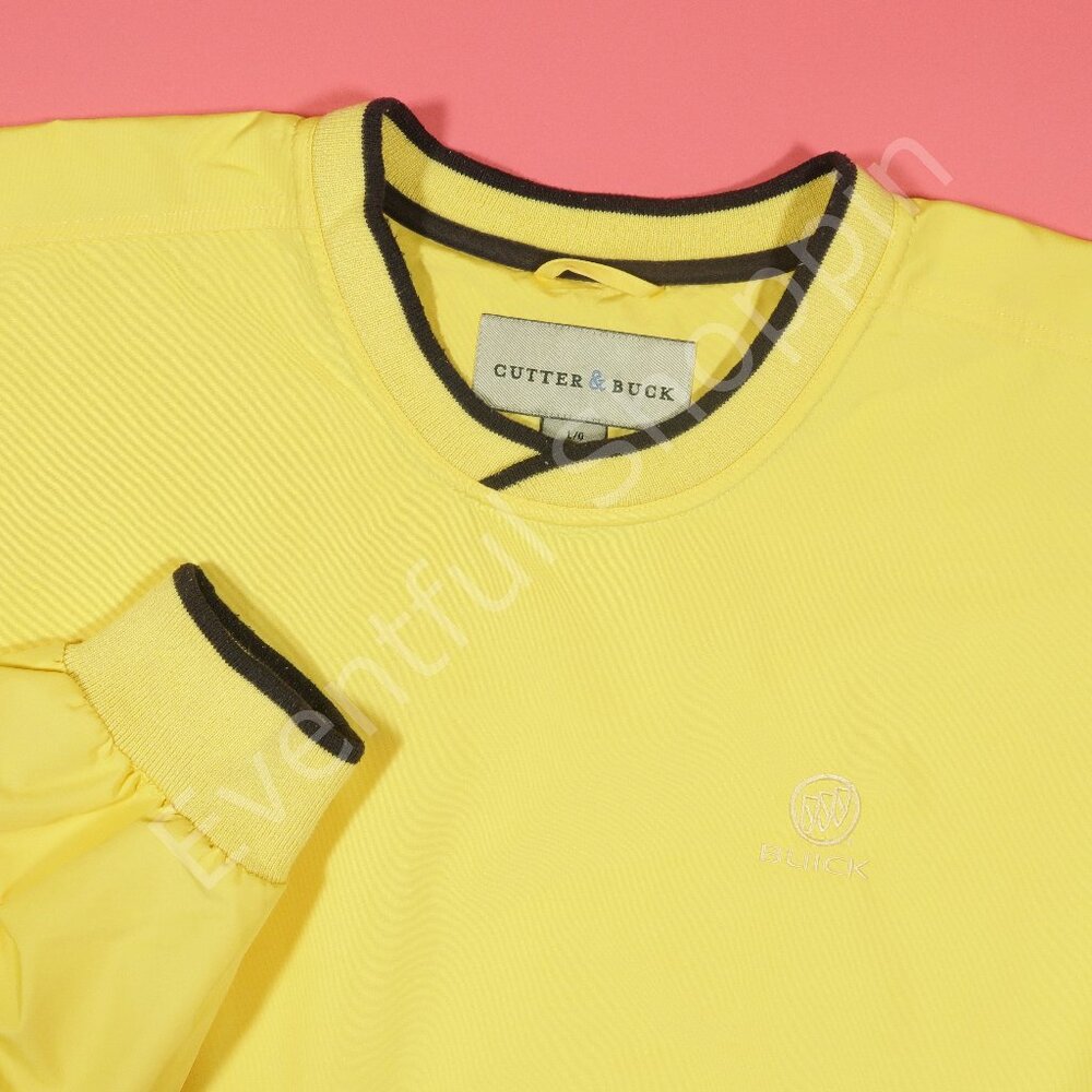 Buick Pullover Mens L Yellow Shell Golf Nylon Crewneck Cutter & Buck